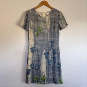 Vintage Venus water color floral mini dress in blue Size: small